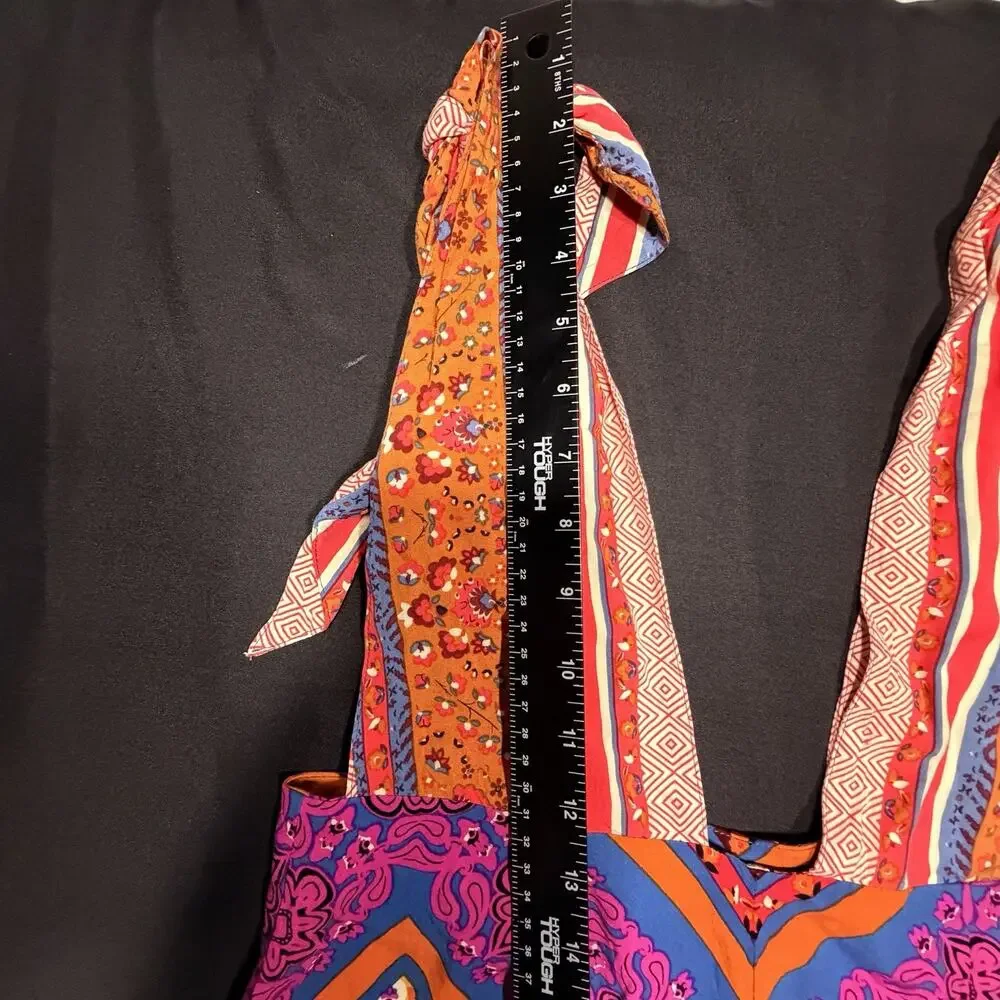 Free People Maritzah Patchwork Palazzo Jumpsuit Size 8